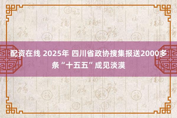 配资在线 2025年 四川省政协搜集报送2000多条“十五五”成见淡漠